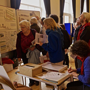 People looking at the displays at the Public Consultation Event