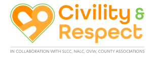 Civility & Respect logo in collabroation with SLCC, NALC, OVW, County Associations